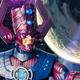 A picture of a massive action figure of Marvel Comics villain Galactus.